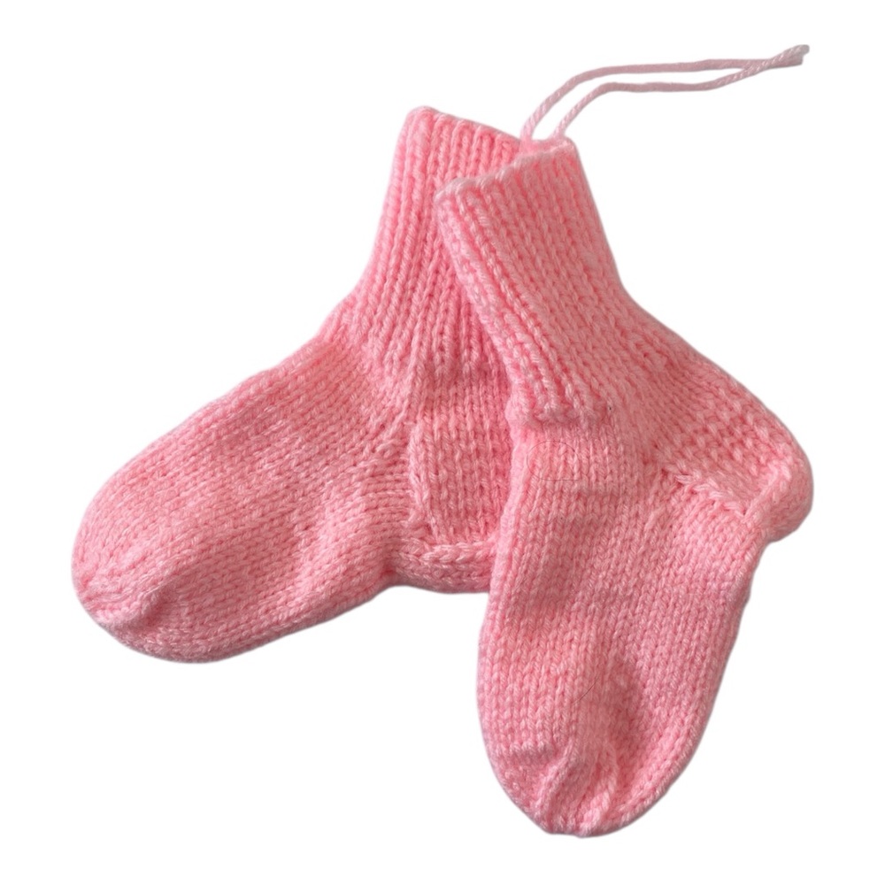 Hand made Knitting Girls Pink Acrylic Socks, 2-4 years - Picture 2 of 6